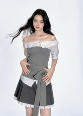 One Shoulder Strap Short Sleeve Top